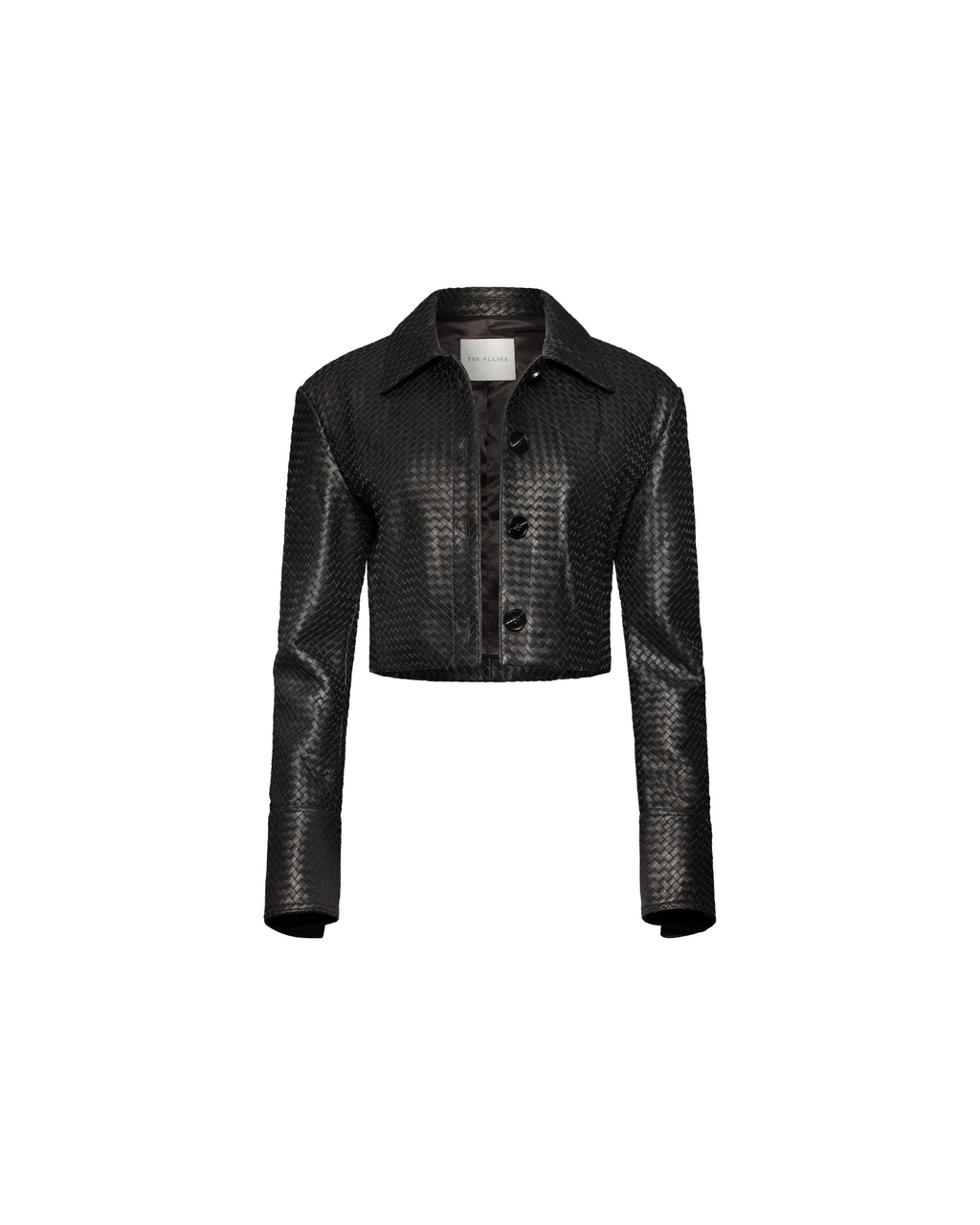 Black woven cropped jacket