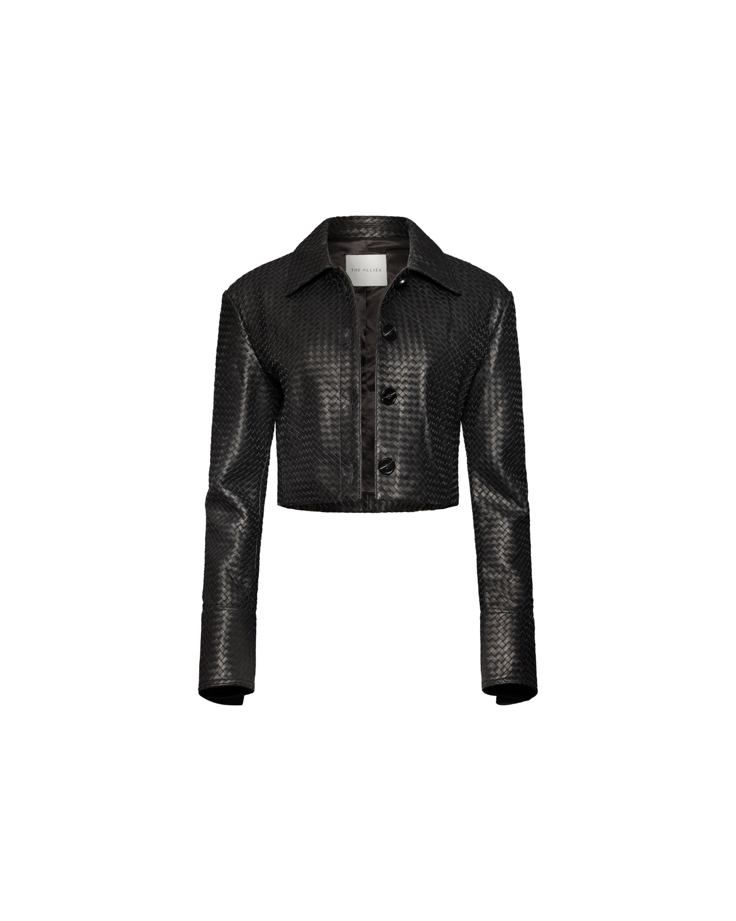 Black woven cropped jacket