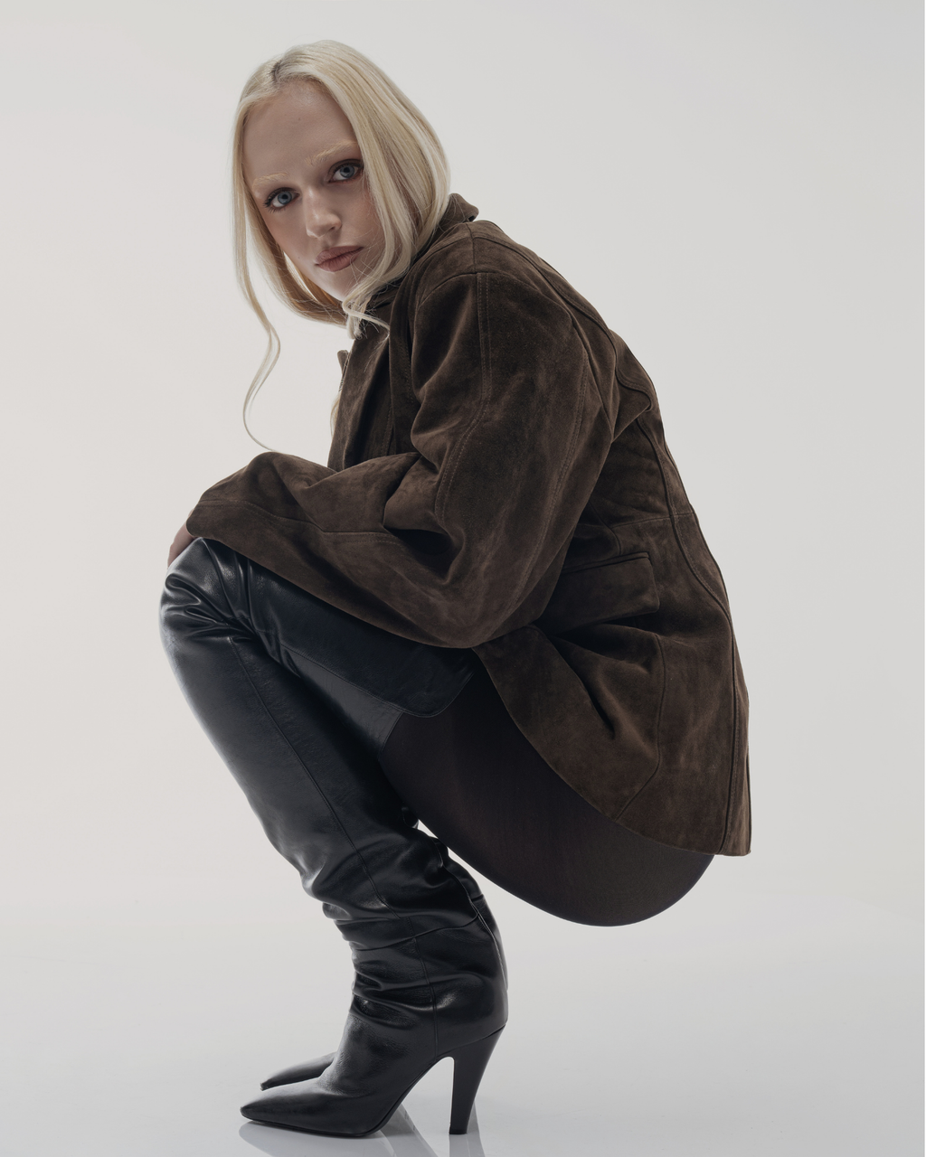 Tailored brown suede blazer