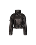 Solene black belted leather jacket
