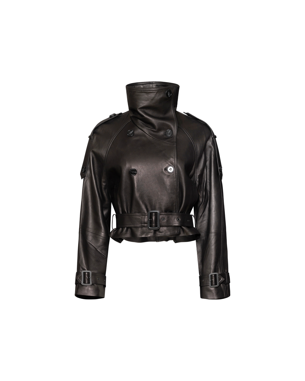 Solene black belted leather jacket