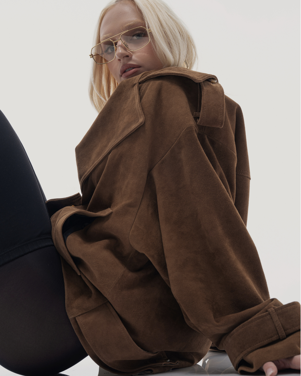 Brown Suede Oversized Jacket