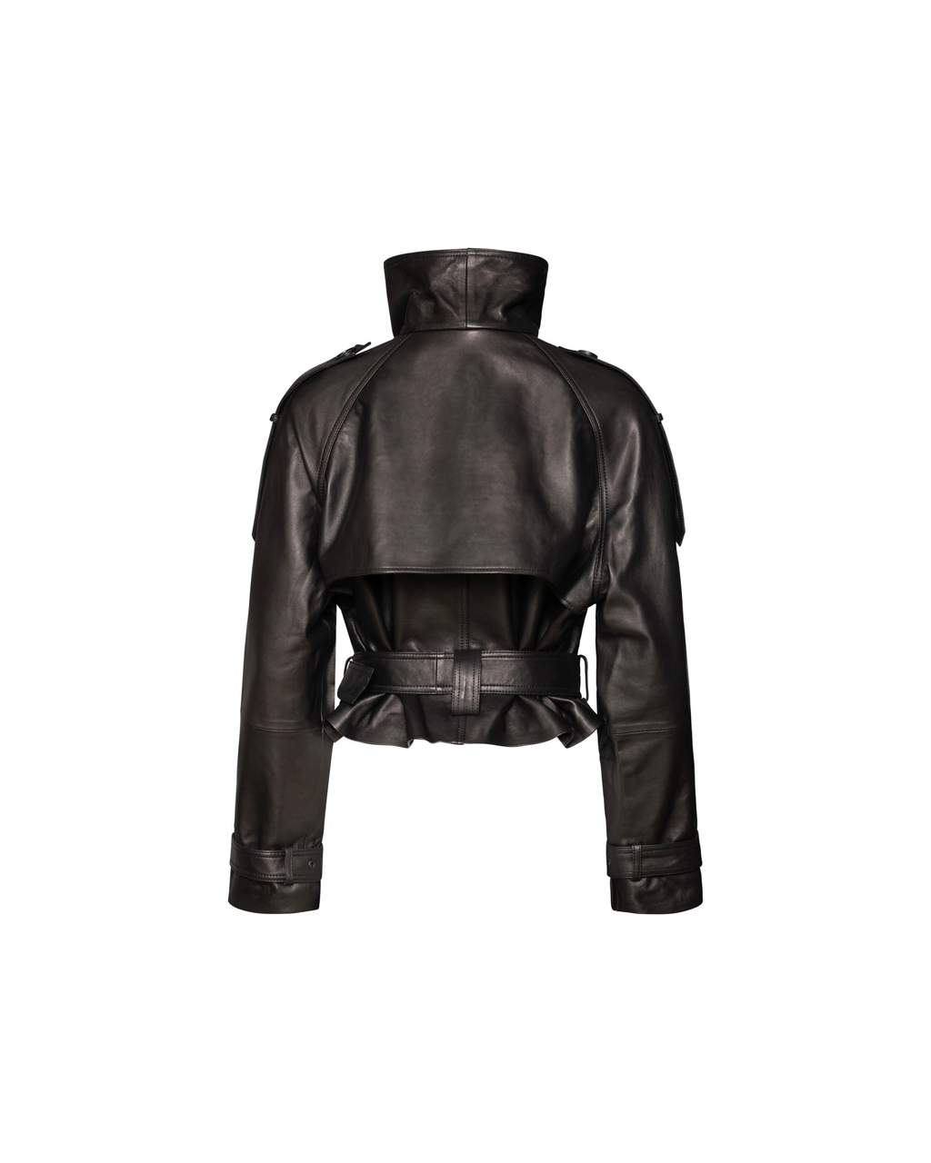 Solene black belted leather jacket