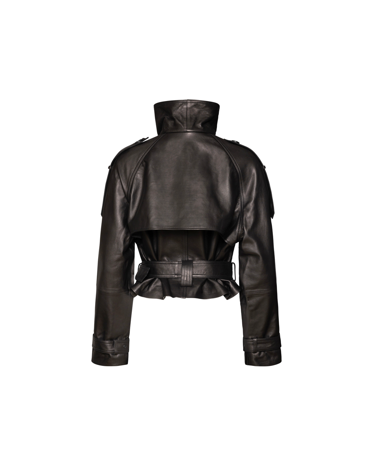 Solene black belted leather jacket