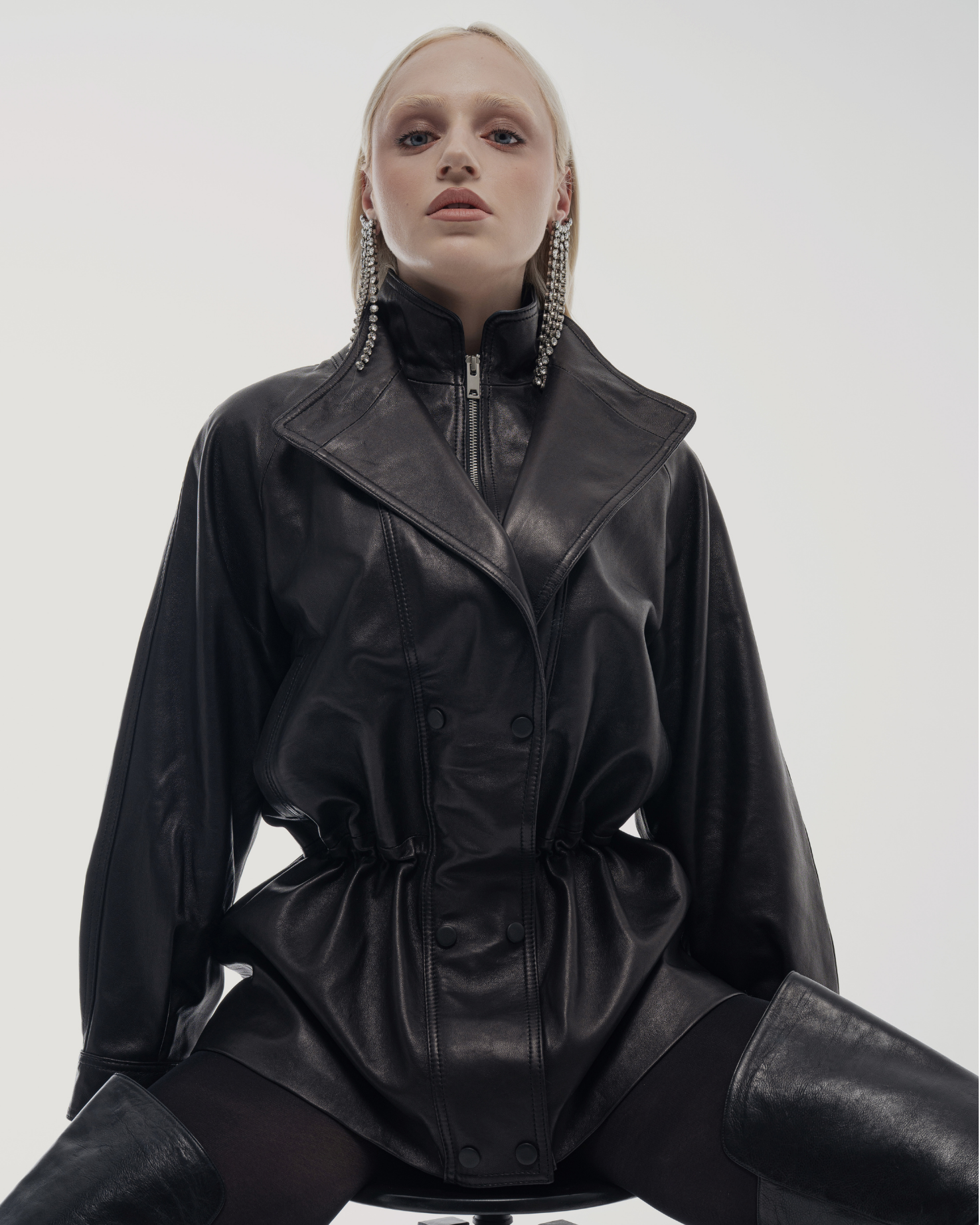 Leather drawstring-waist Jacket