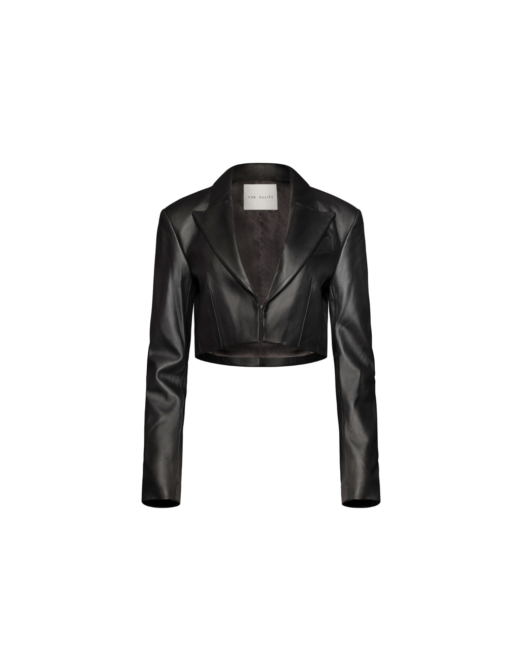 Cropped leather blazer