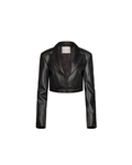Cropped leather blazer