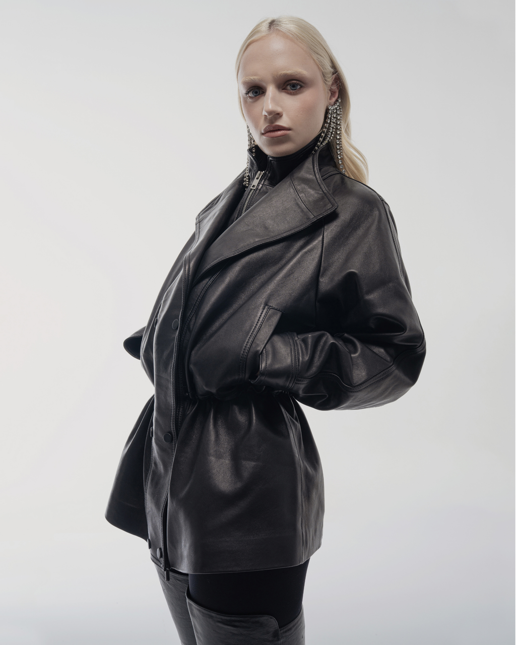 Leather drawstring-waist Jacket