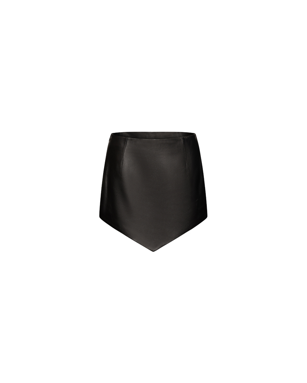 V shaped leather mini skirt