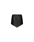 V shaped leather mini skirt