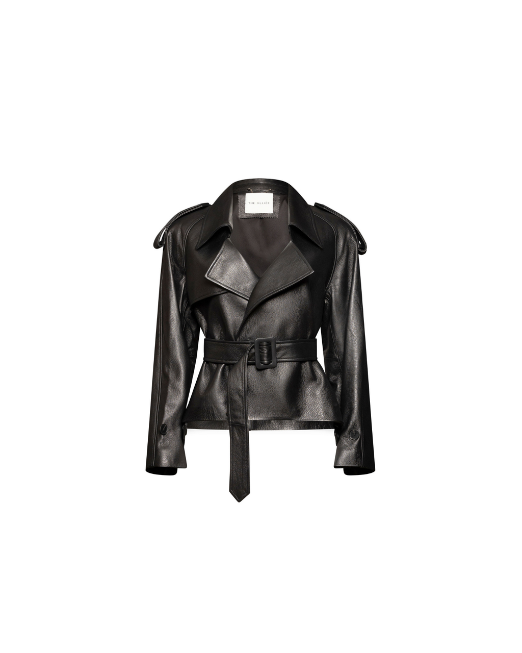 Leather belted jacket