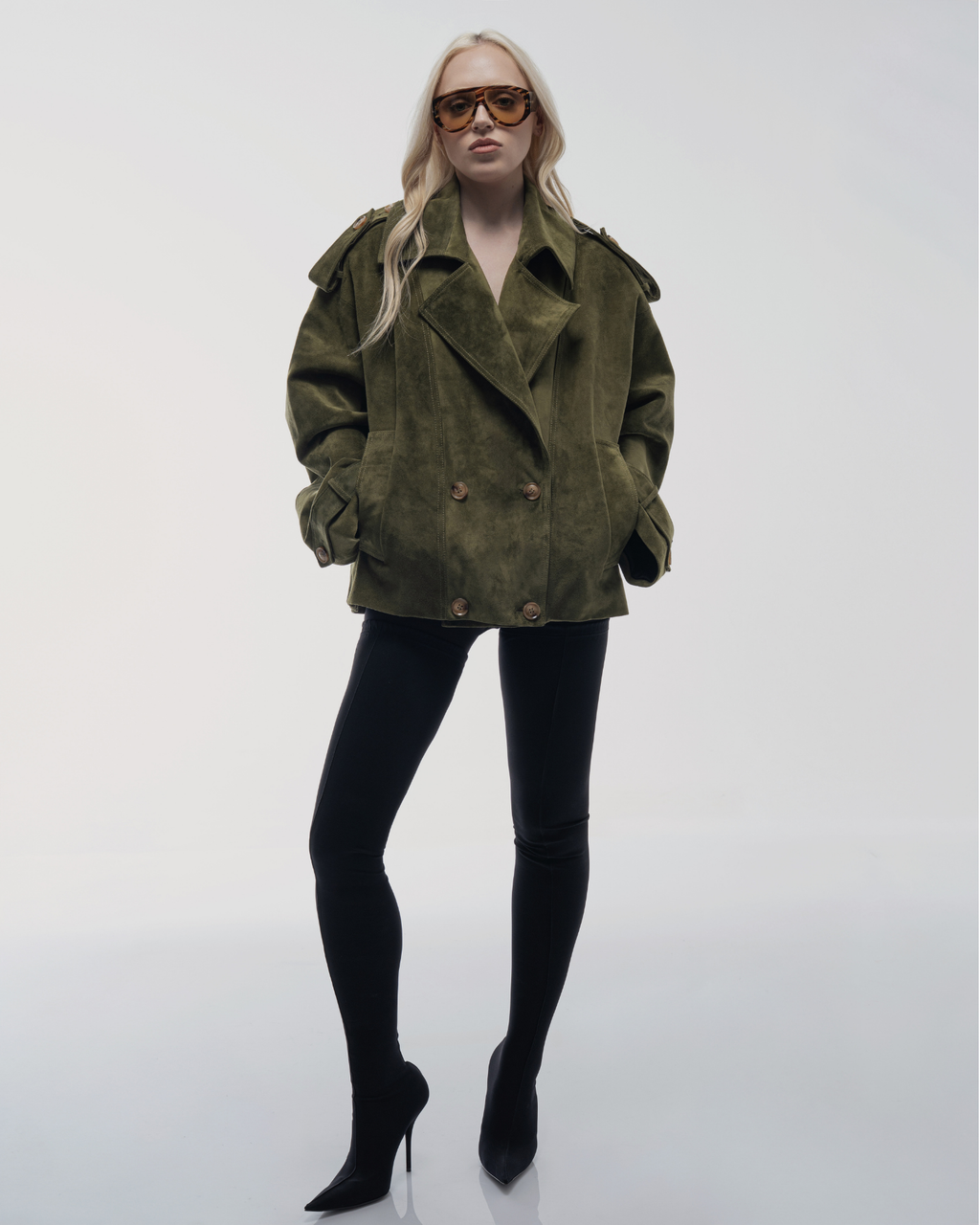 Green Suede Oversized Jacket