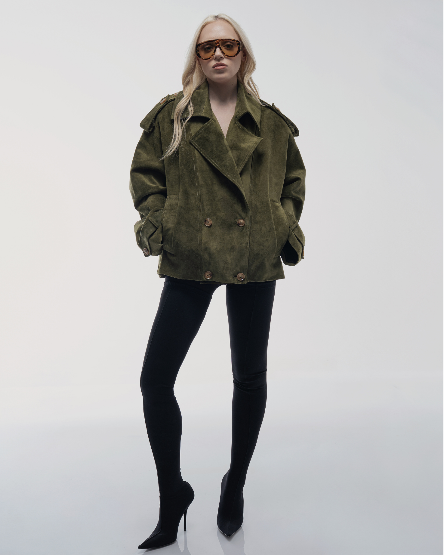 Green Suede Oversized Jacket