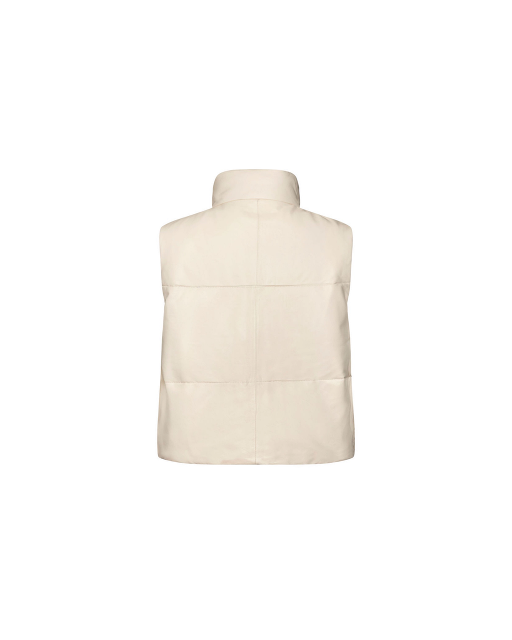 Nia white leather puffer vest