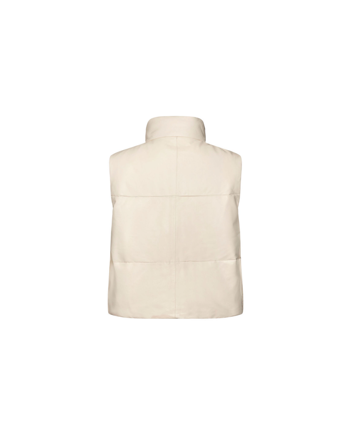 Nia white leather puffer vest