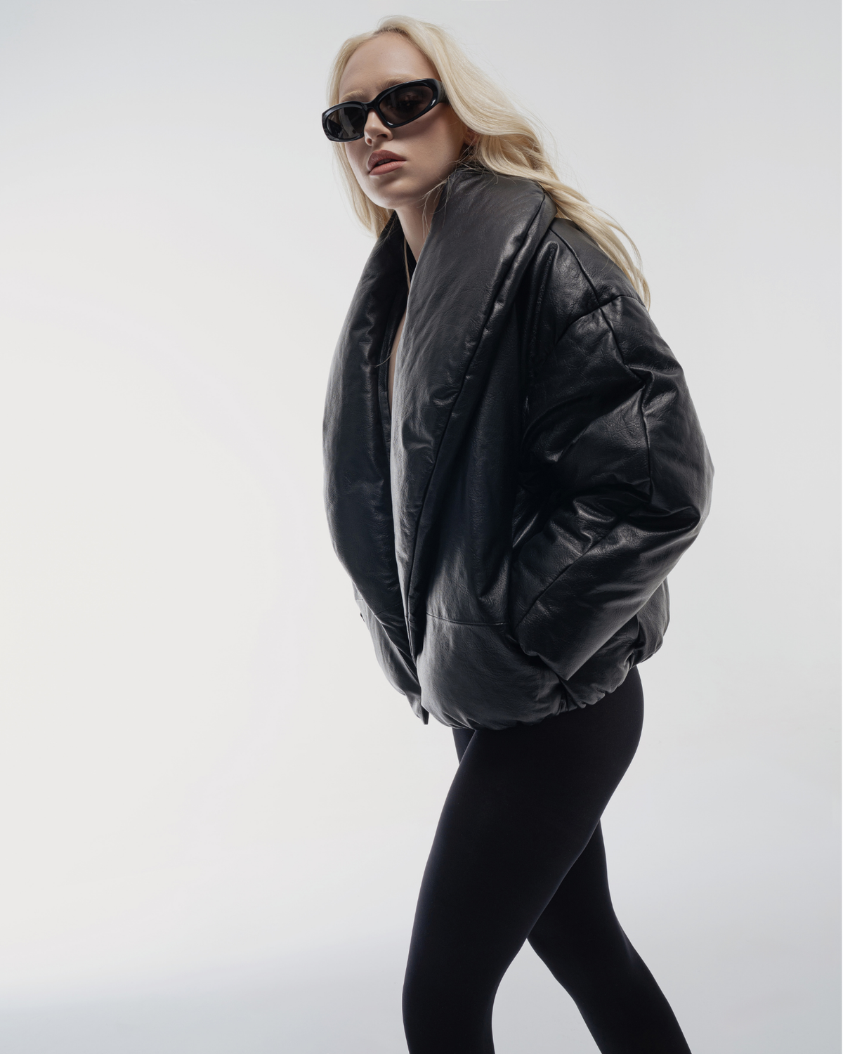 Ava padded leather puffer jacket