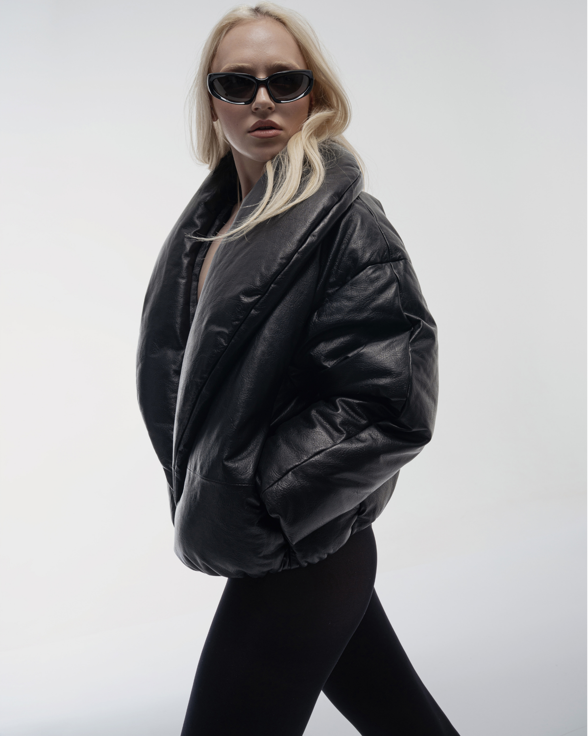 Ava padded leather puffer jacket