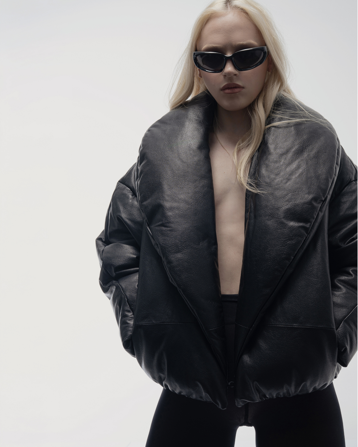 Ava padded leather puffer jacket