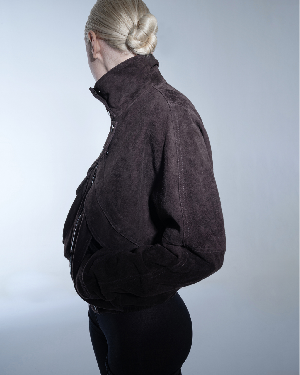 Chocolate Suede Bomber Jacket