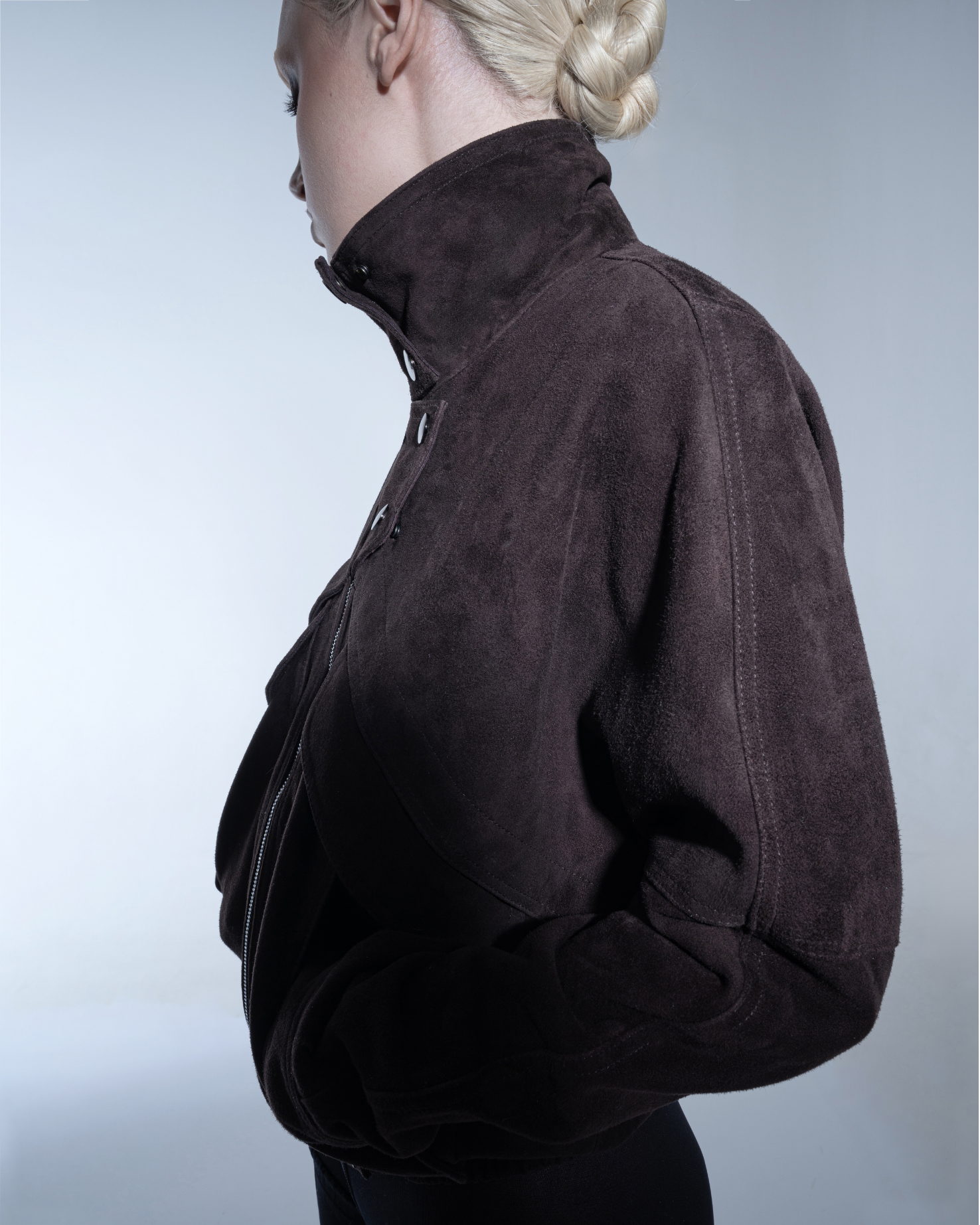 Chocolate Suede Bomber Jacket