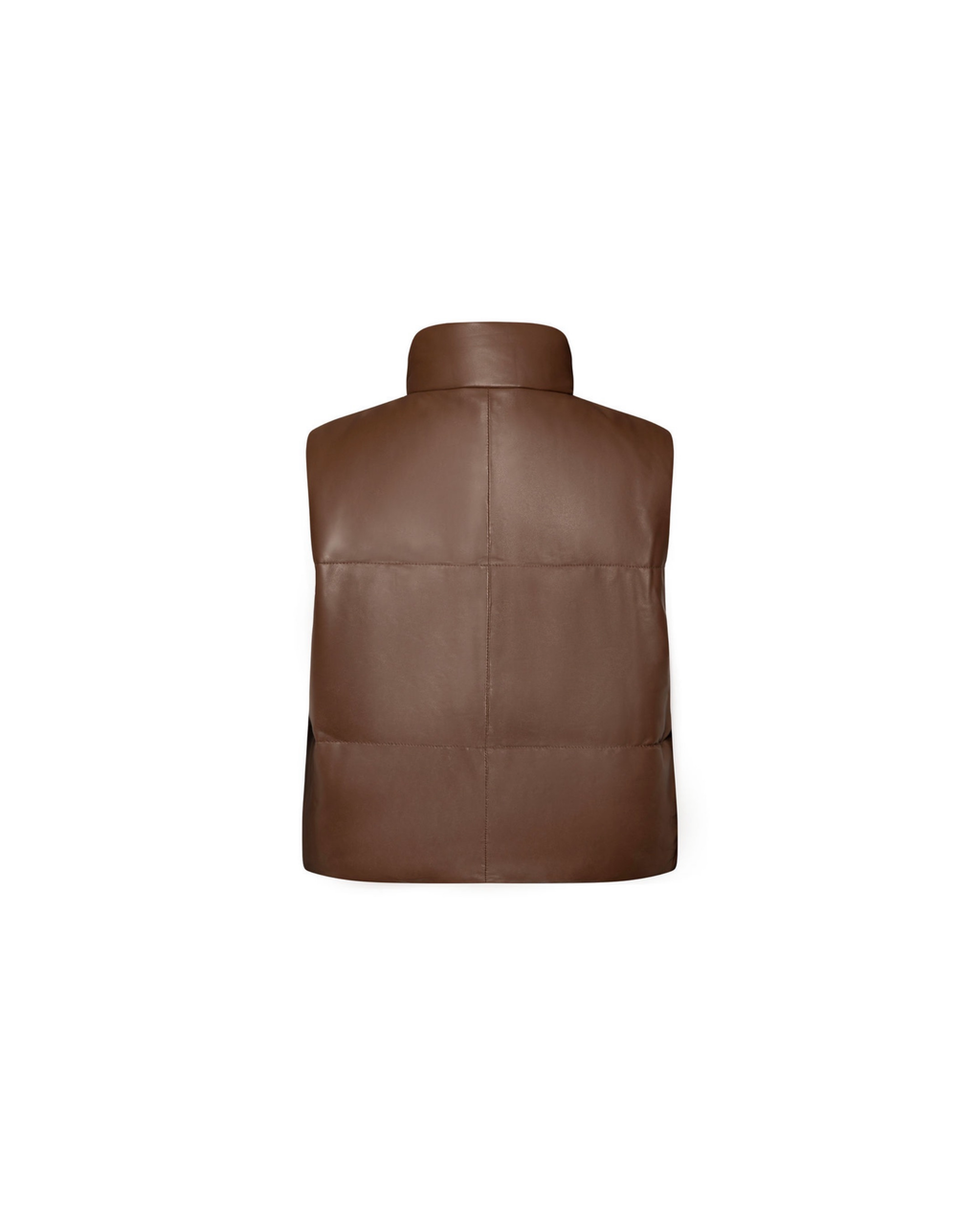 Nia brown leather puffer vest