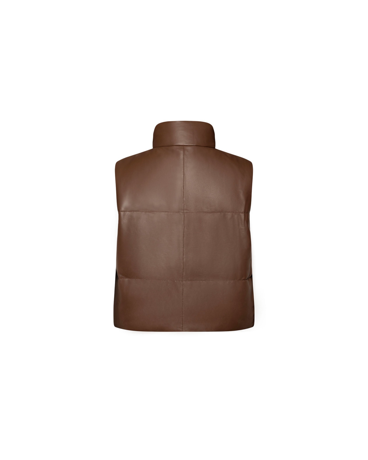 Nia brown leather puffer vest