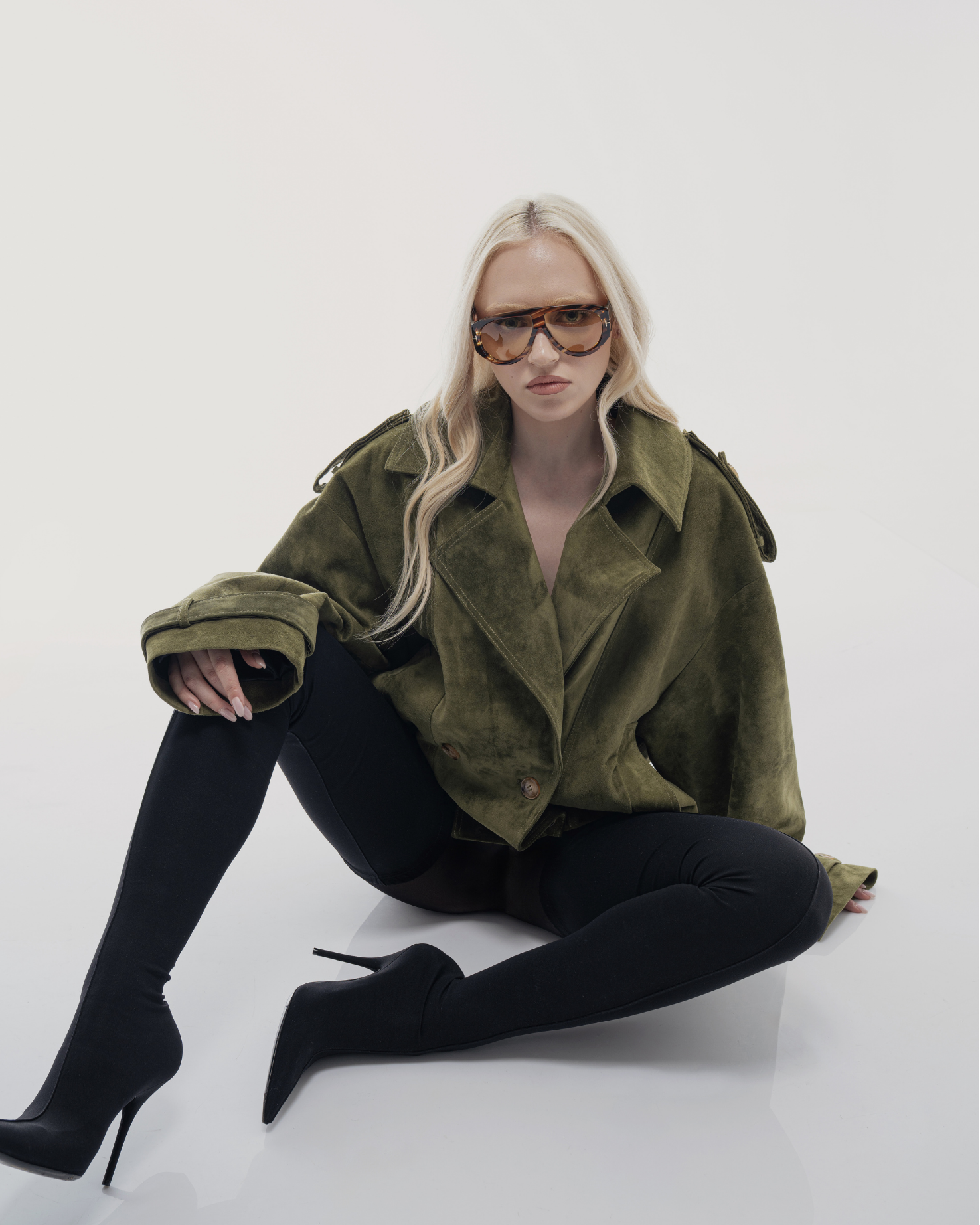 Green Suede Oversized Jacket