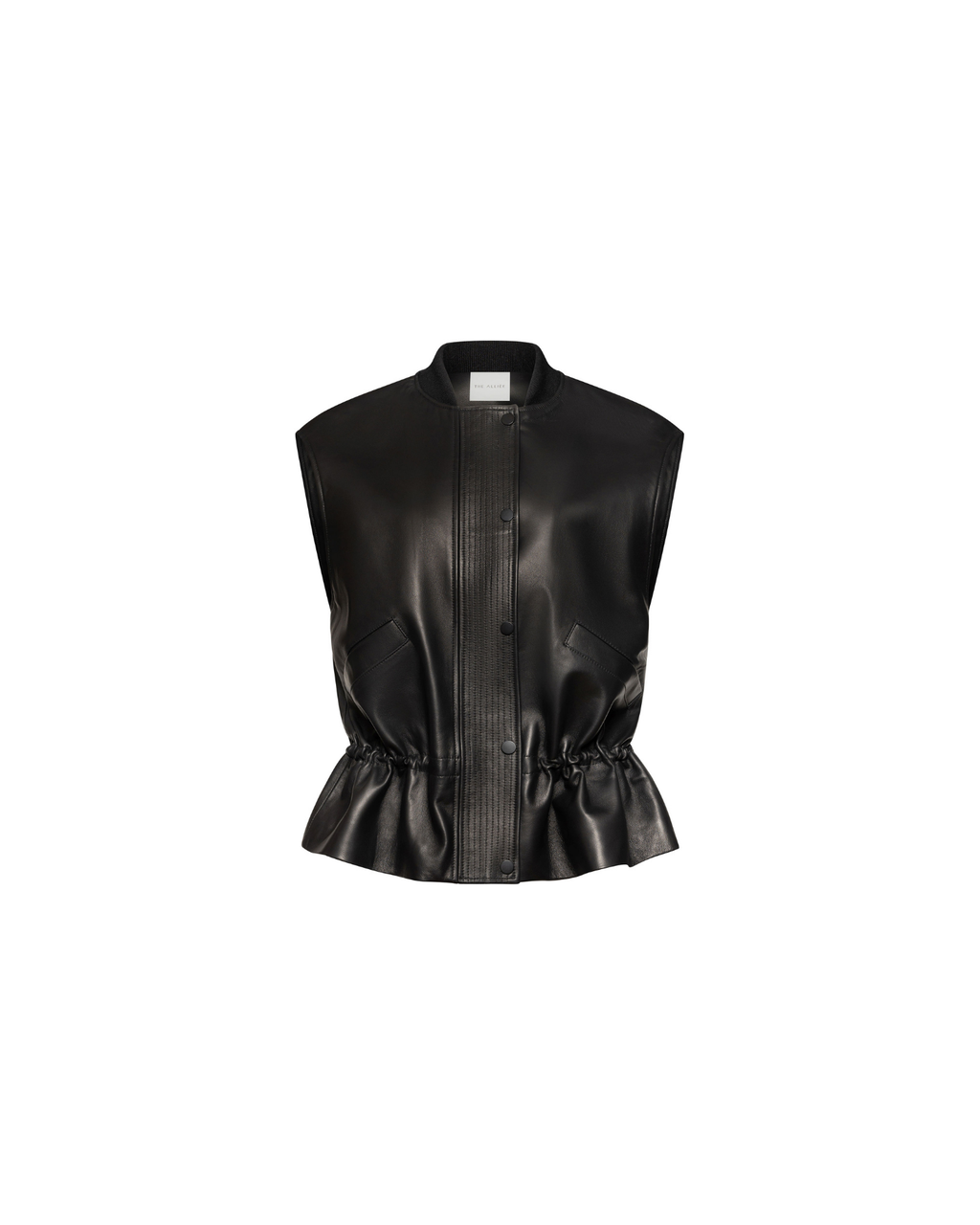 Leather drawstring-waist vest
