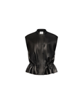 Leather drawstring-waist vest