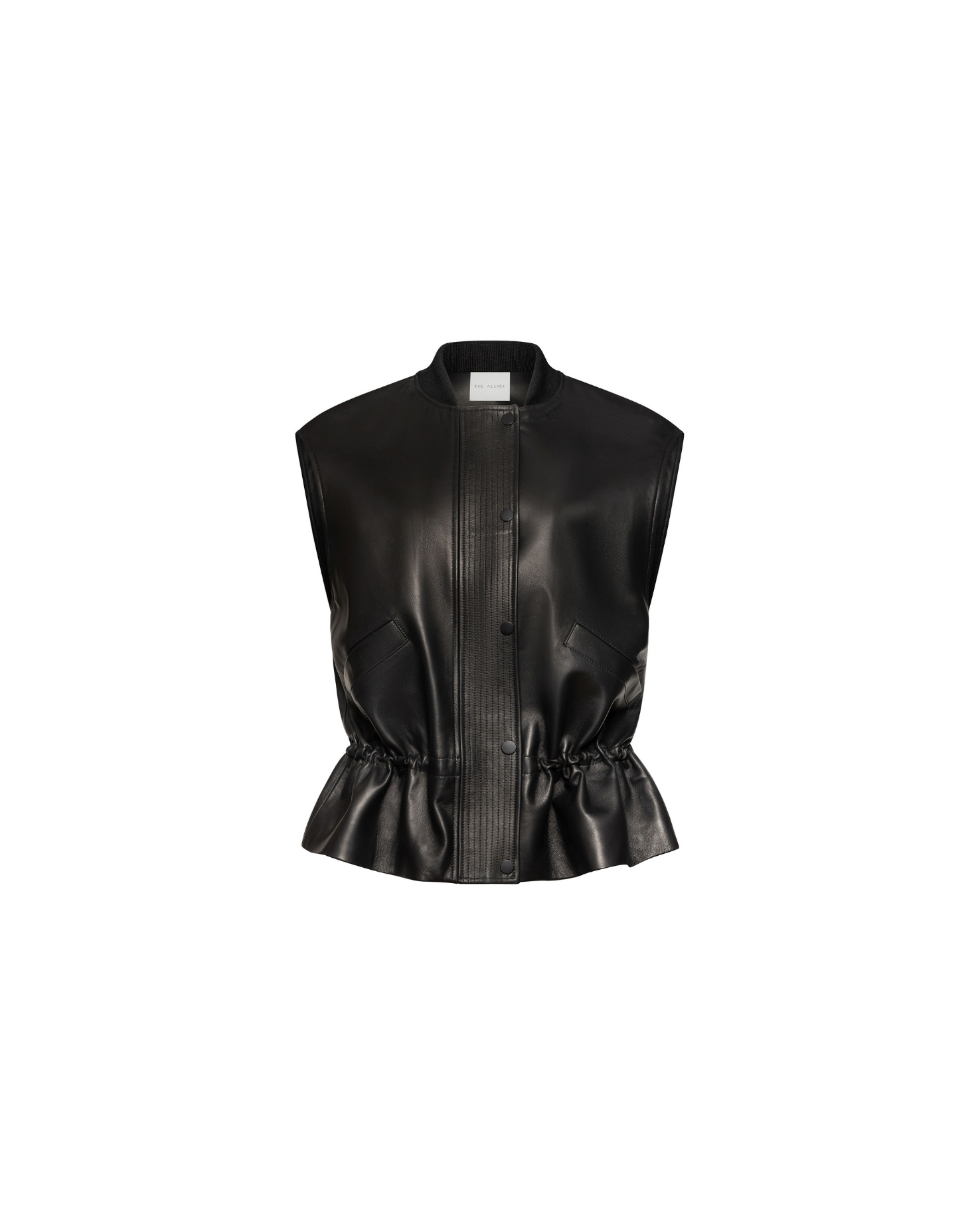 Leather drawstring-waist vest