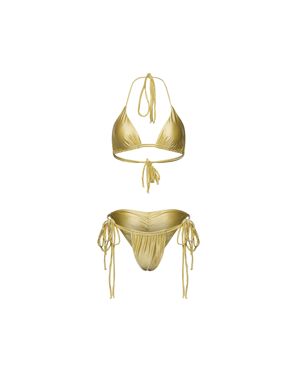 Yellow double tie triangle bikini