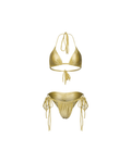 Yellow double tie triangle bikini