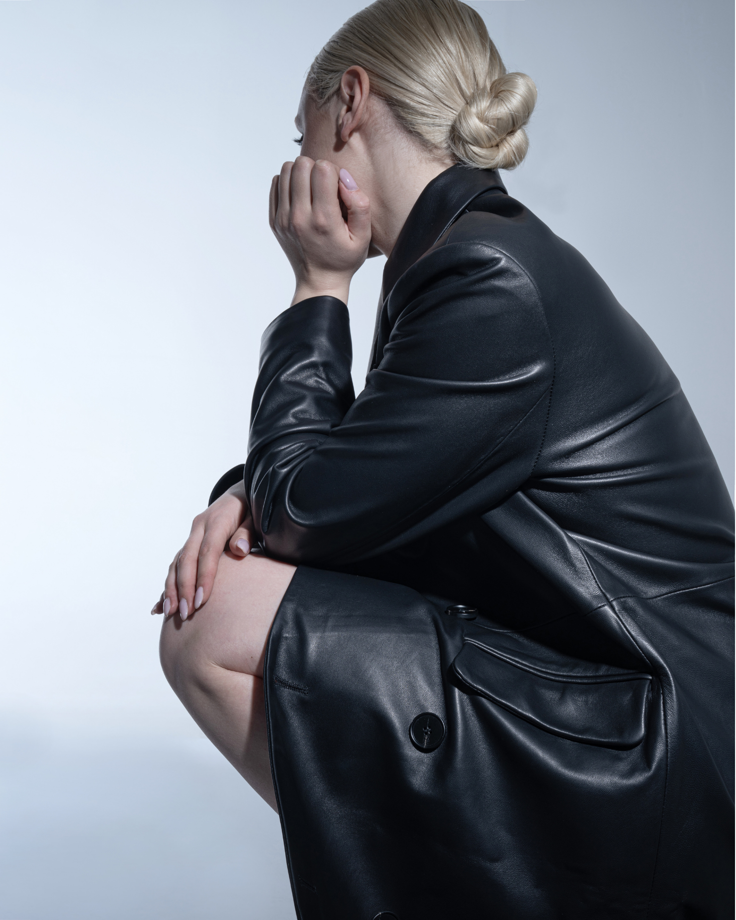 Long leather trench coat