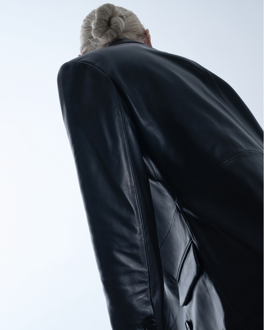 Long leather trench coat