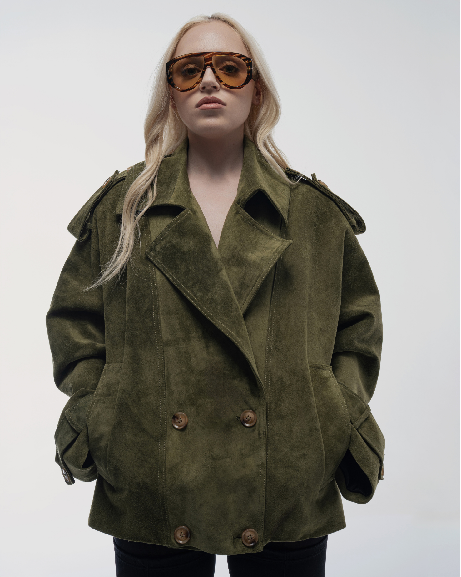 Green Suede Oversized Jacket