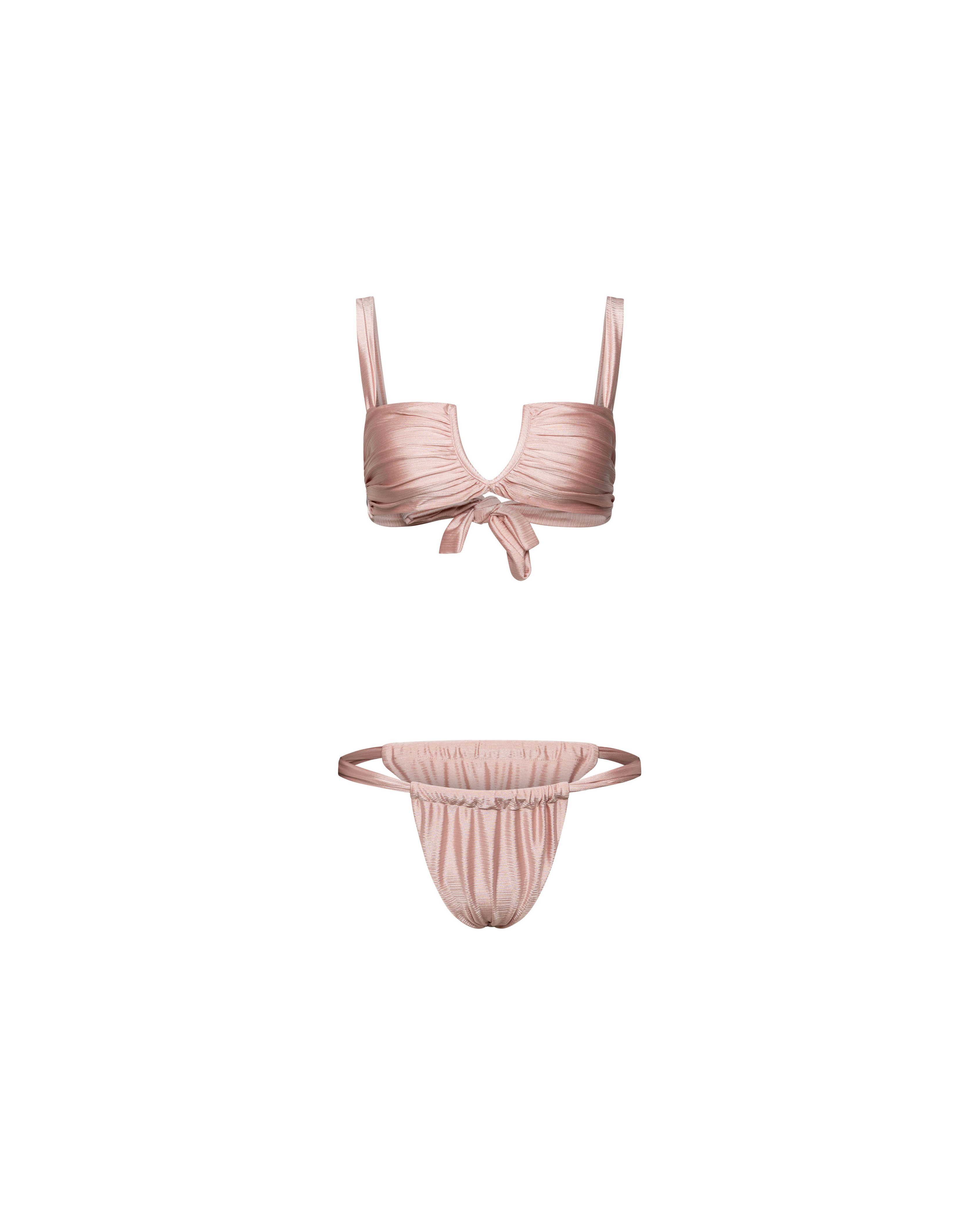 Pink ruched bikini