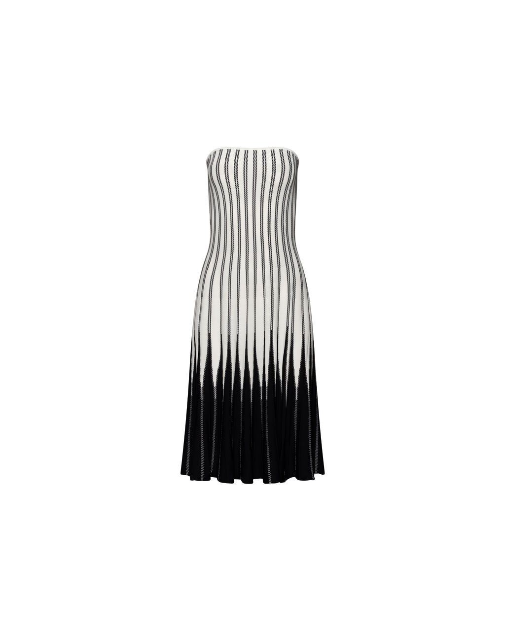 Strapless pleated midi dress