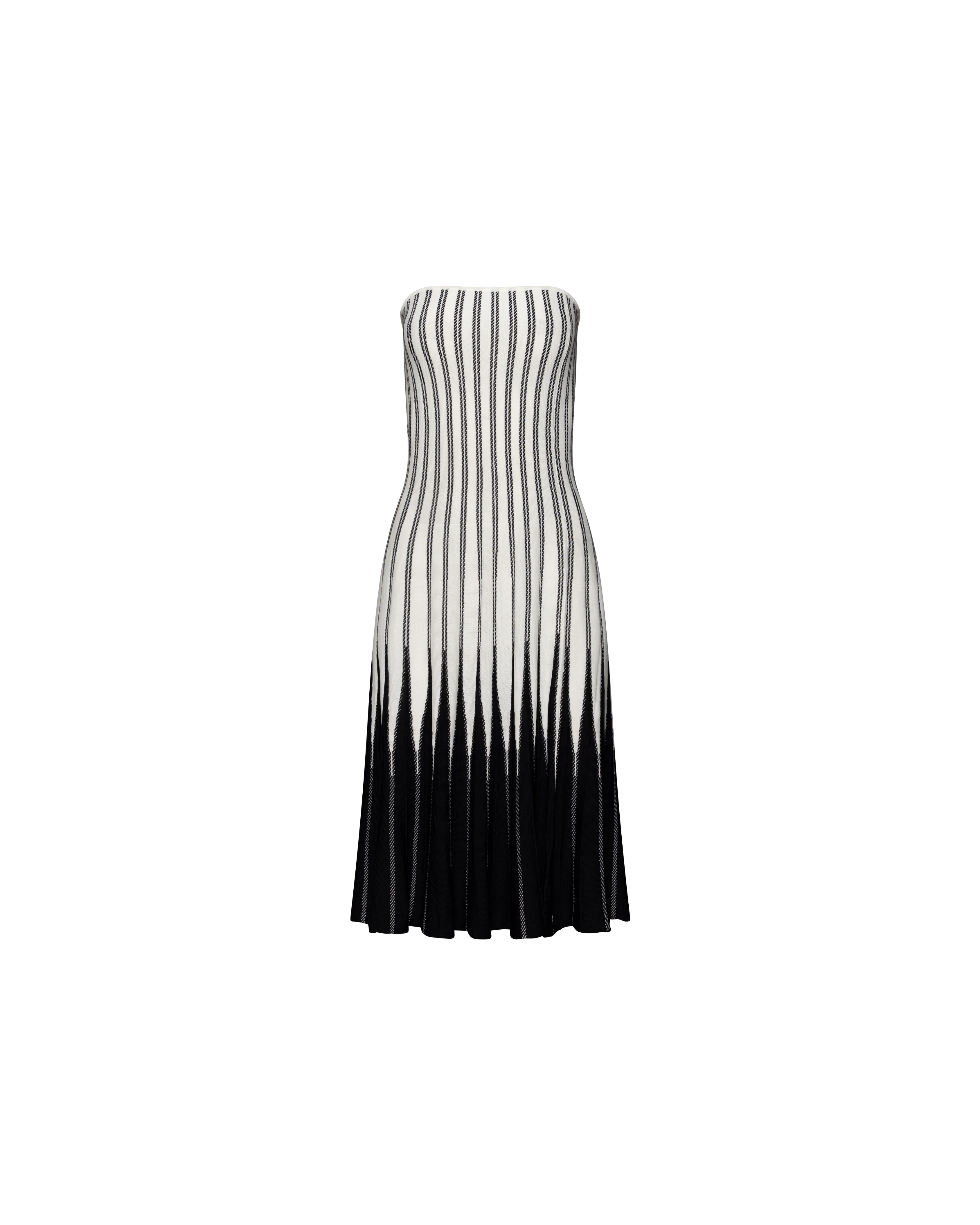 Strapless pleated midi dress