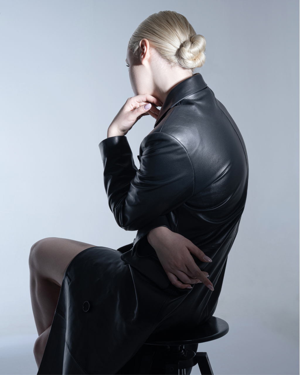 Long leather trench coat