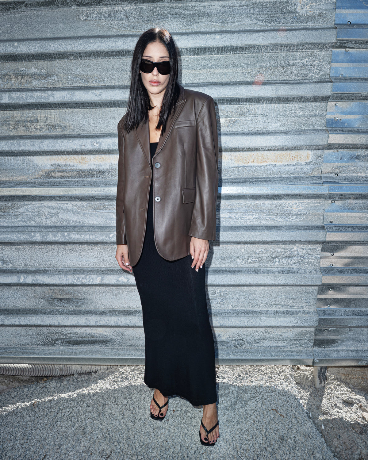 Amelie brown leather blazer