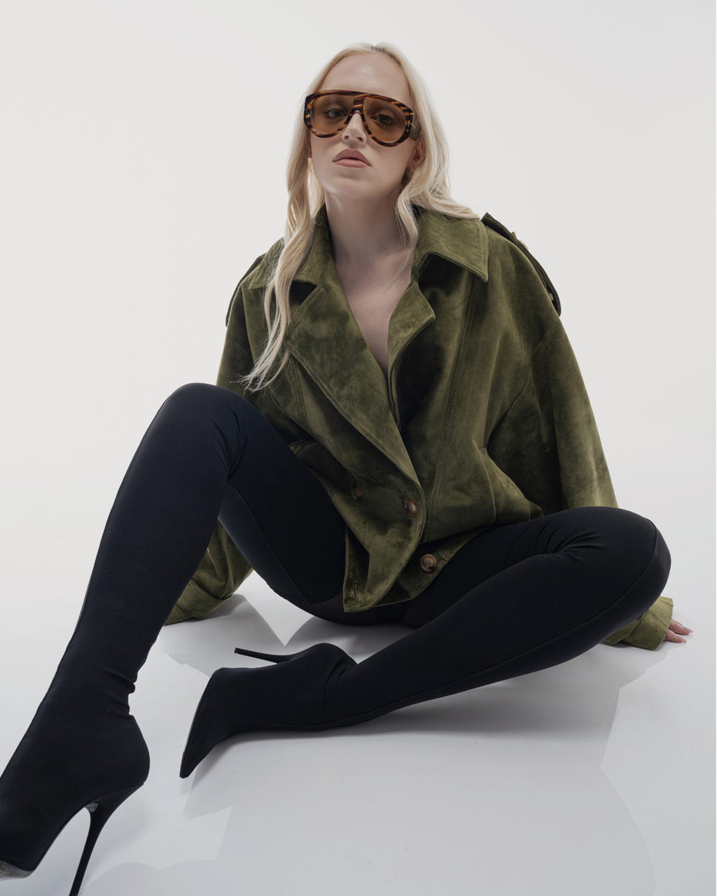 Green Suede Oversized Jacket