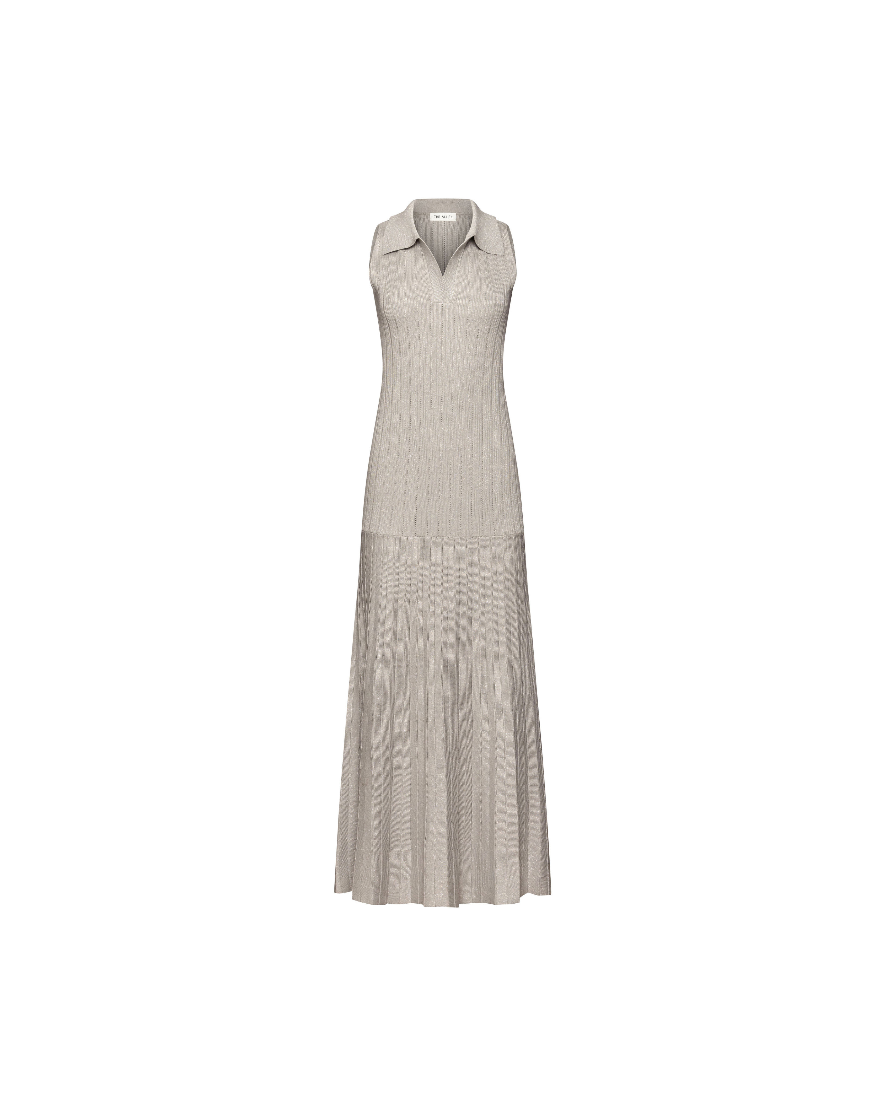 Grey knit preppy maxi dress L