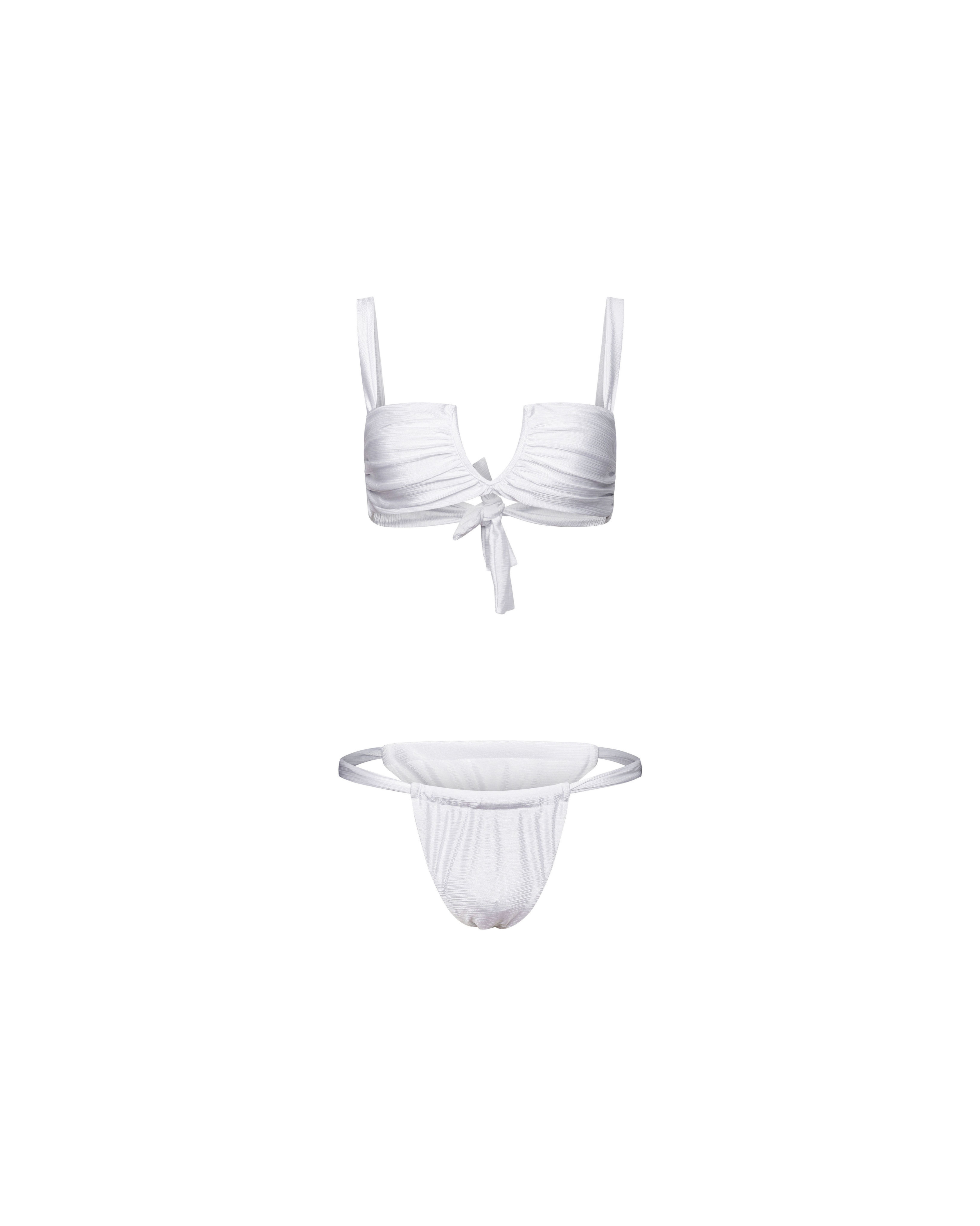 White ruched bikini