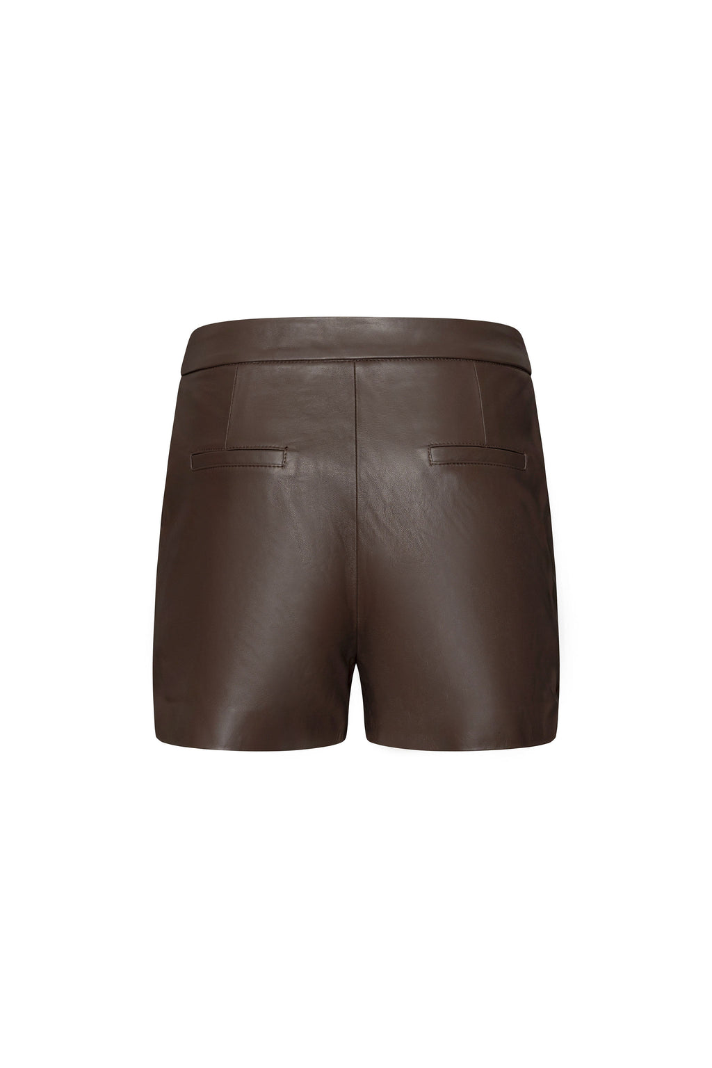 Brown leather straight shorts