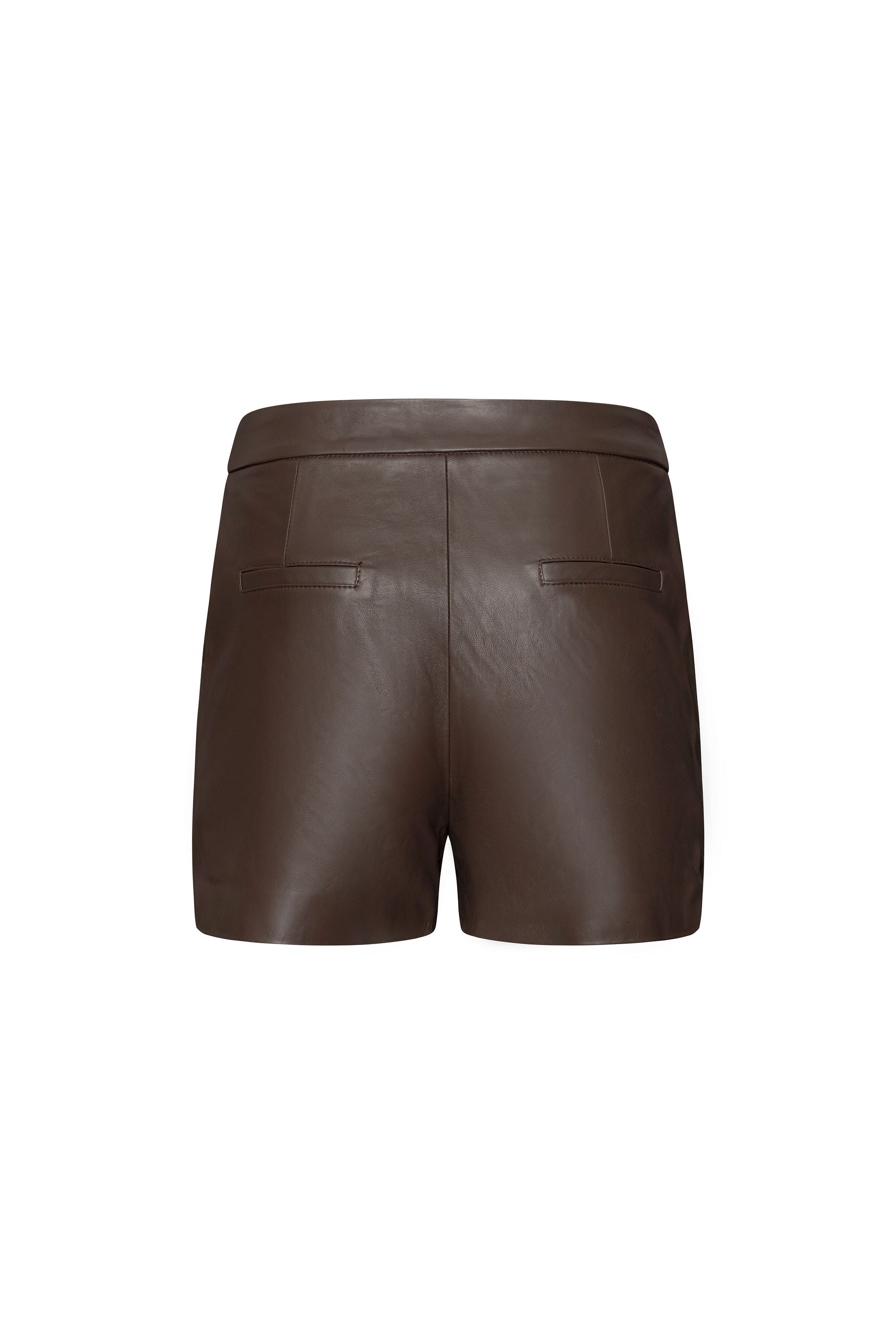Brown leather straight shorts