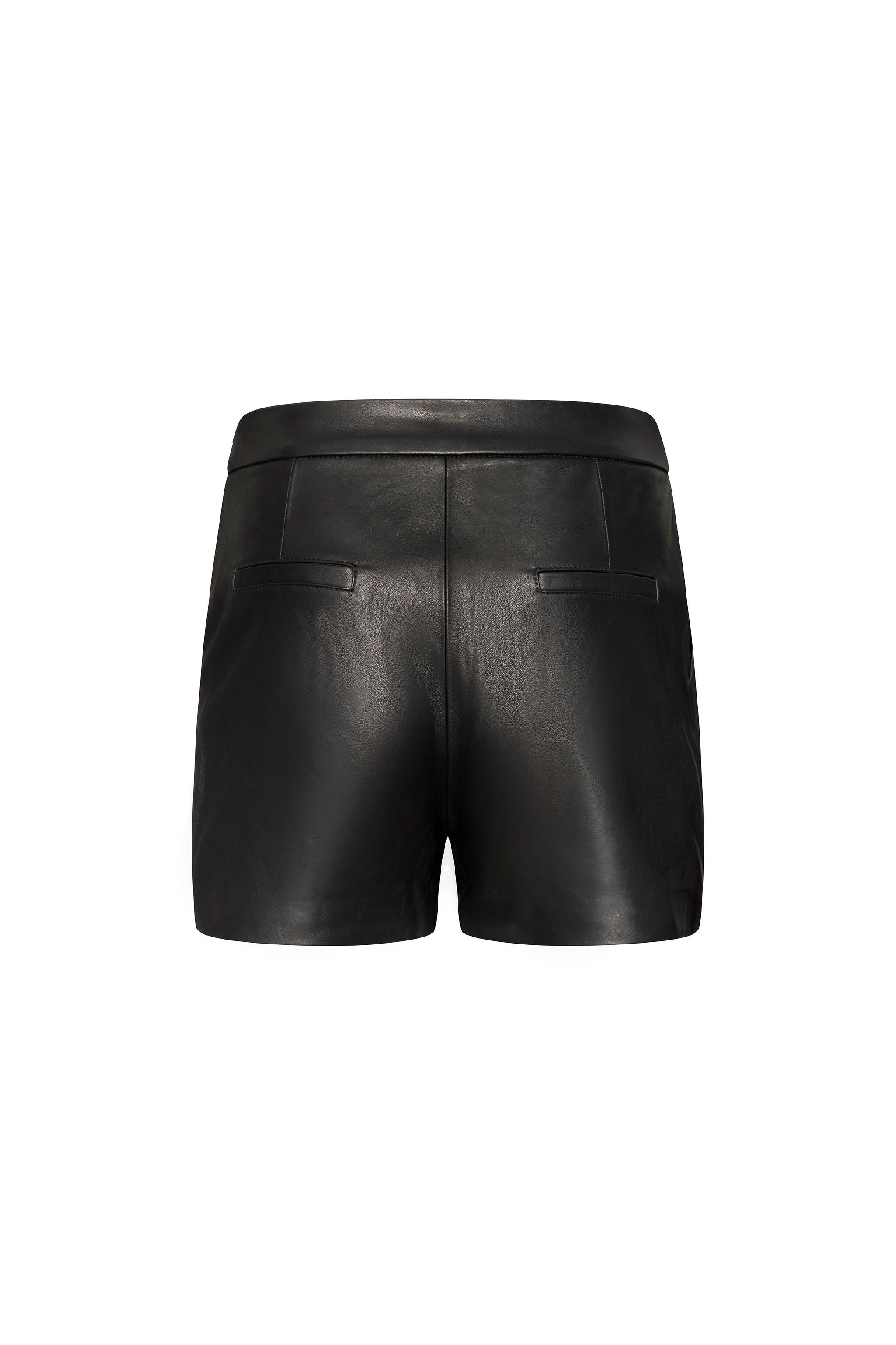 Black leather straight shorts