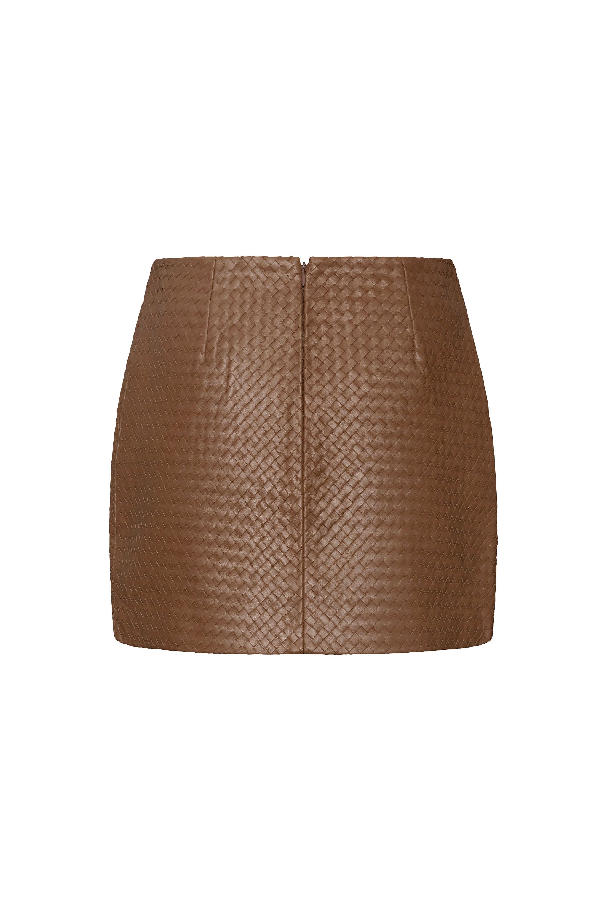 Camel woven mini skirt