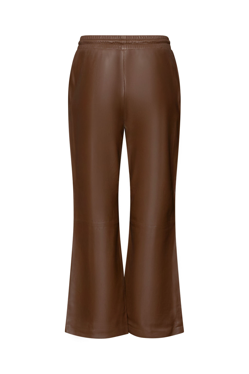 Brown leather straight leg pants