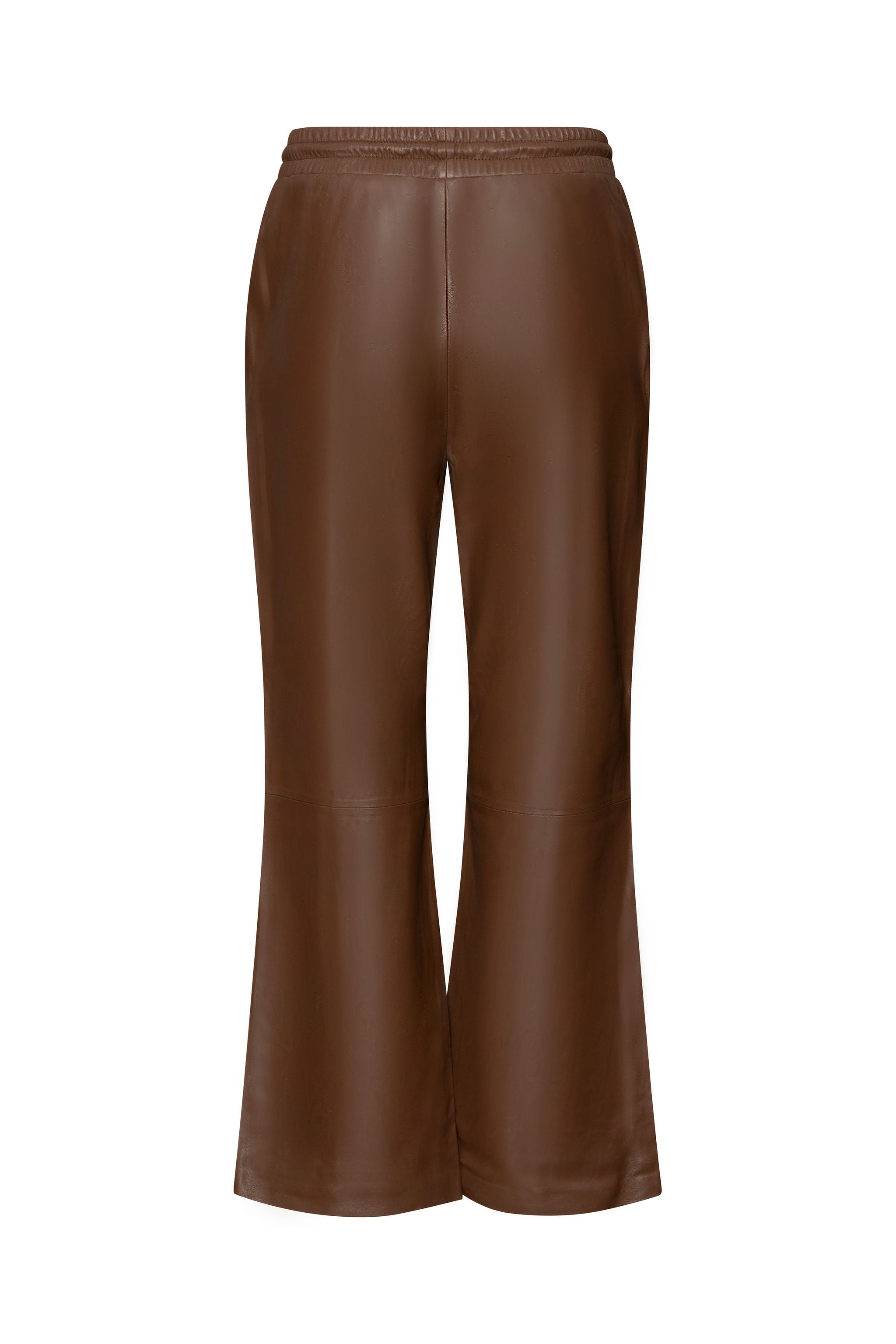Brown leather straight leg pants