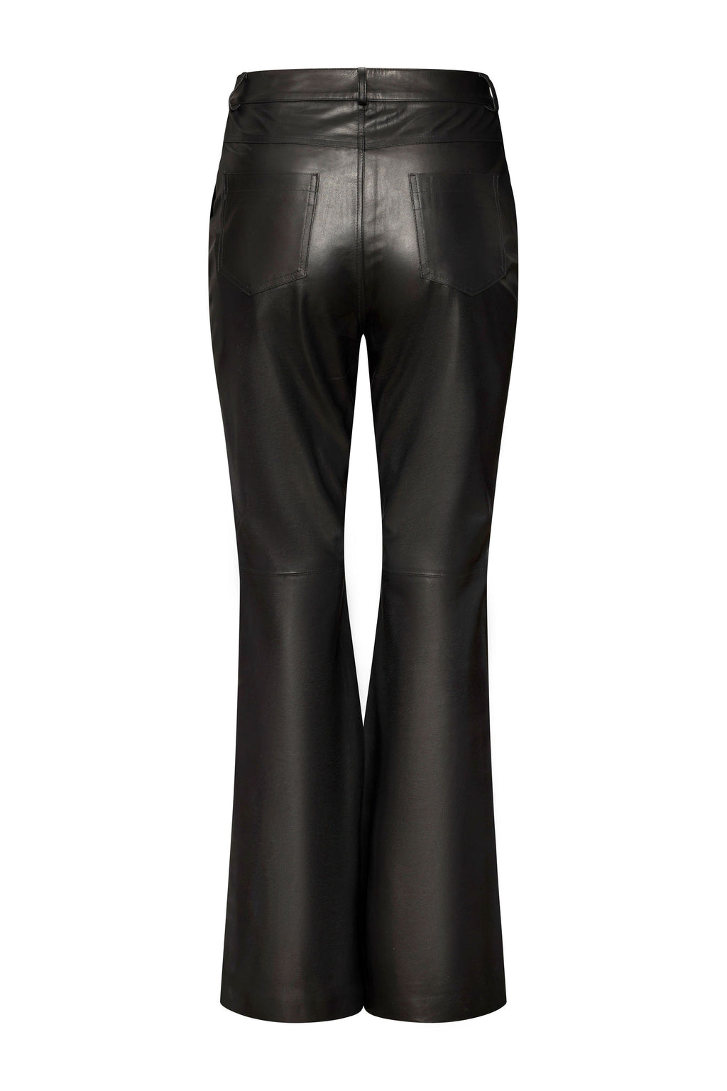 Black high waist flared leather pants